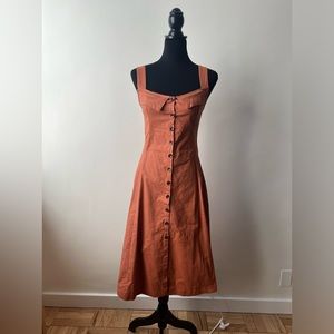 Peppermint coral button front midi dress. Very comfortable. Size S.